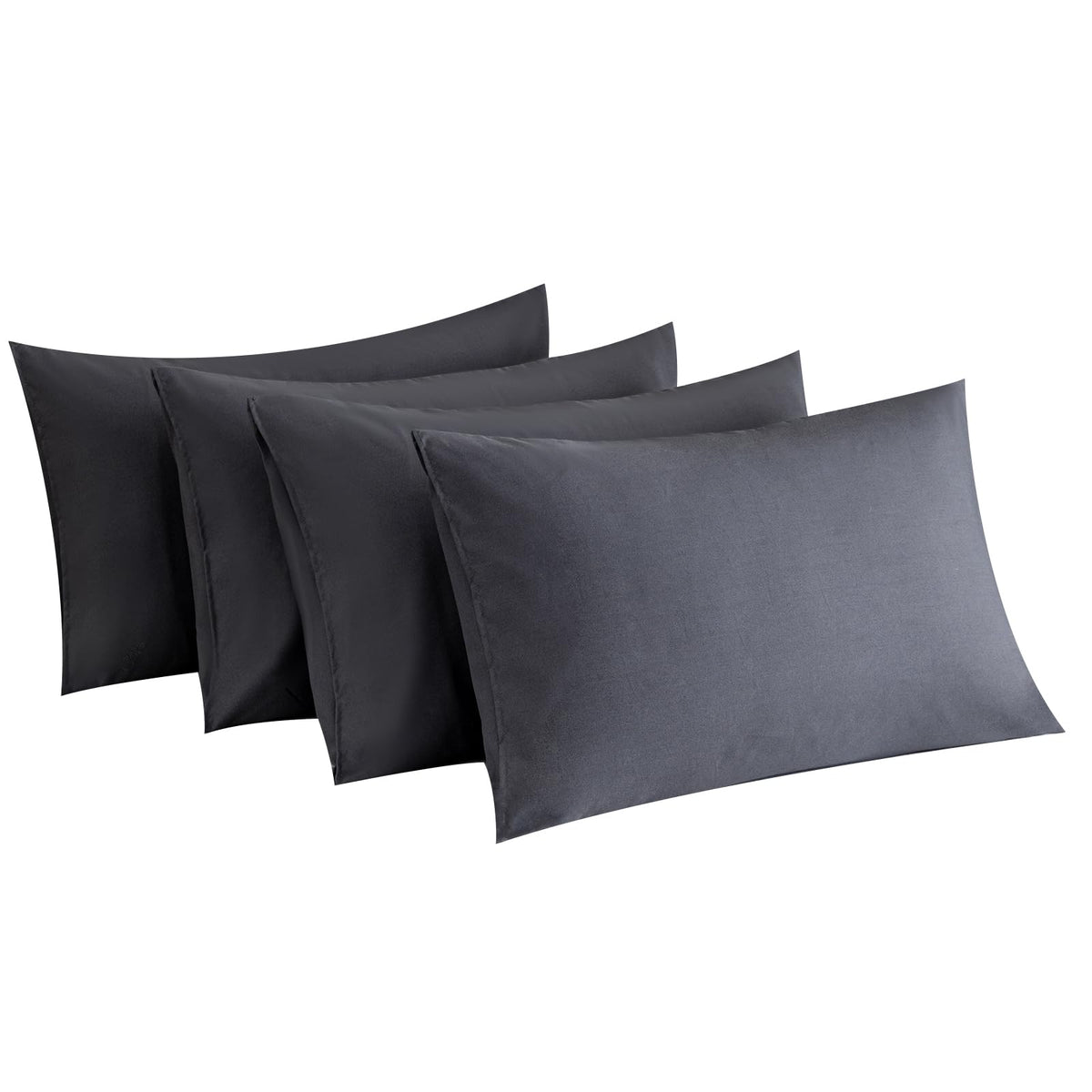 MINIPANDA Dark Grey Pillow Cases Set of 4 Queen Size, Envelope Design