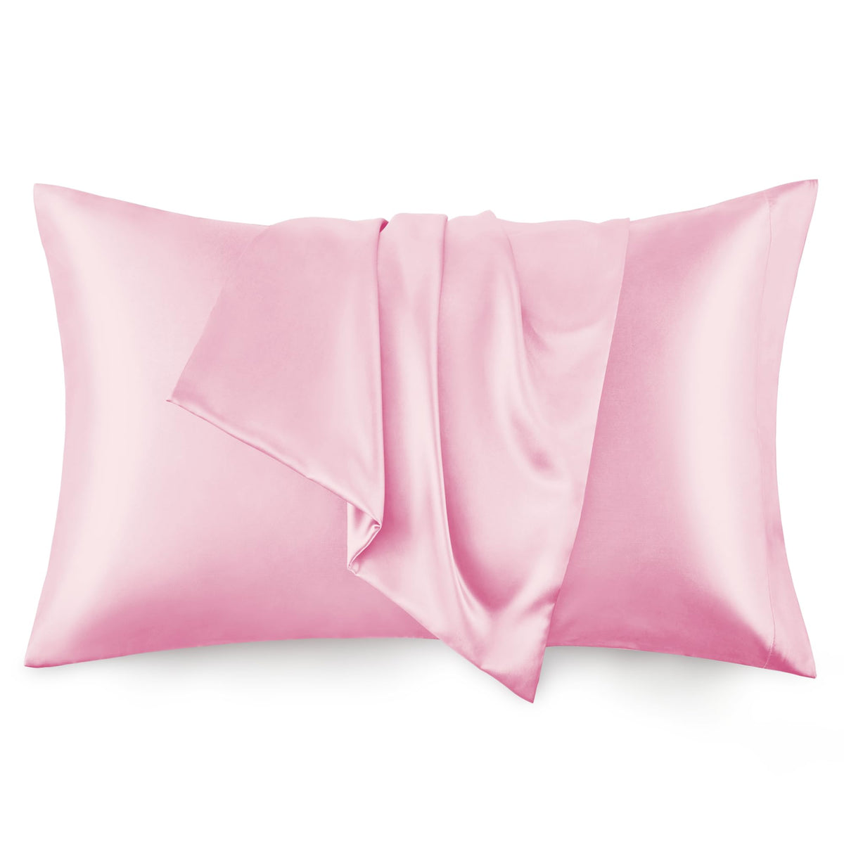 Love's cabin Satin Pillowcase Set of 2 Queen Size 20x30, Cooling Pillow Covers for Hair and Skin, Silky Smooth with Envelope Closure, Similar to Silk, Black