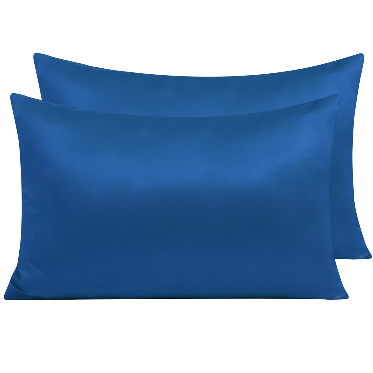 NTBAY Standard Satin Pillowcases, Set of 2, Zipper, Black