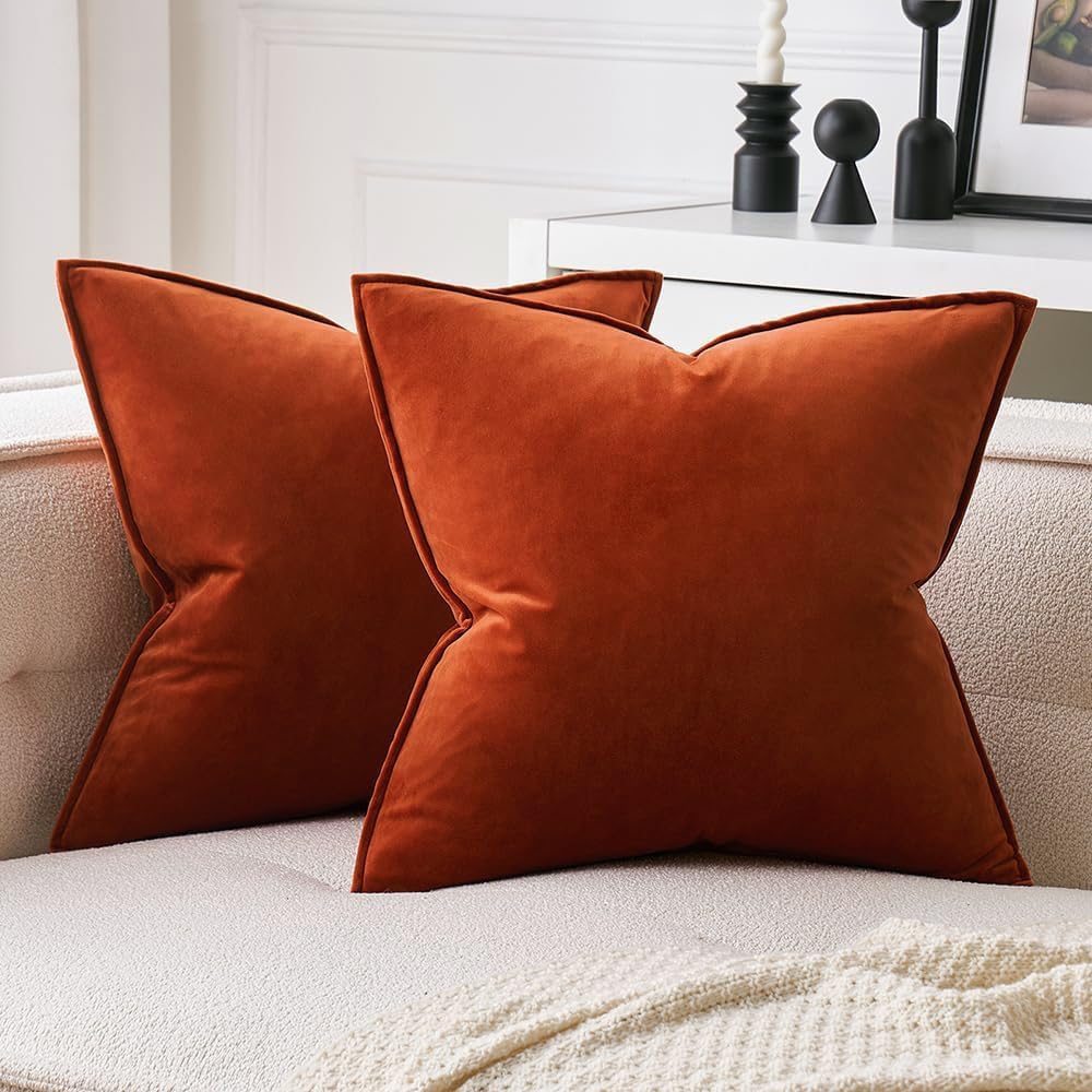 MIULEE Decorative Dark Brown Velvet Throw Pillow Covers for Couch 18x18 in