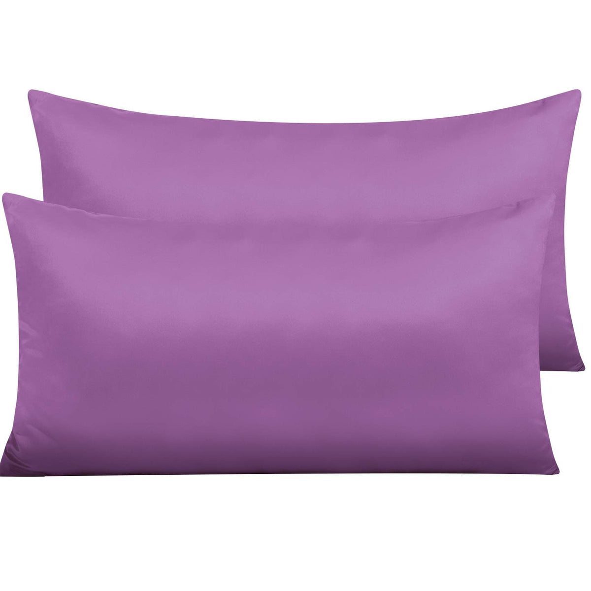 NTBAY Standard Satin Pillowcases, Set of 2, Zipper, Black