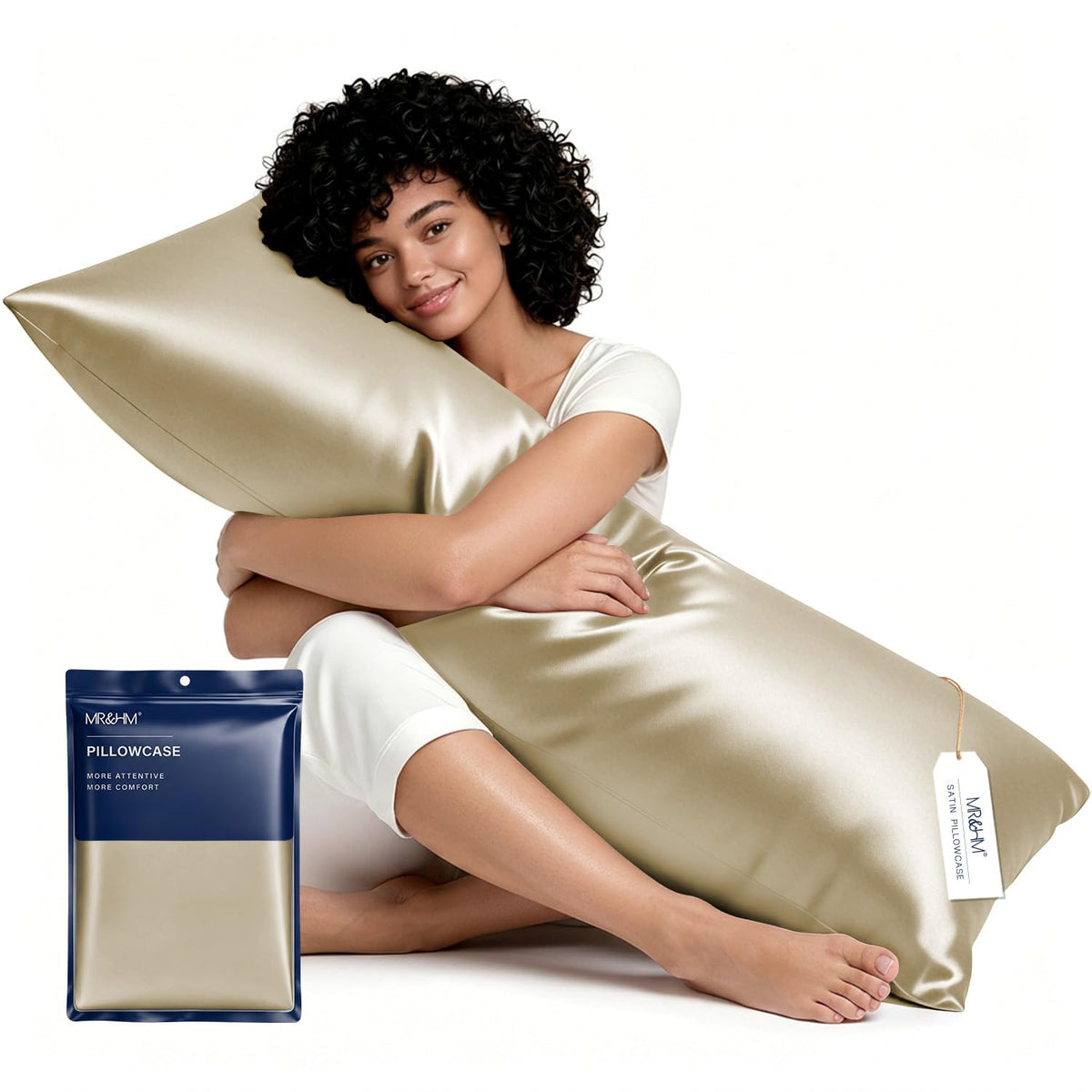 MR&HM Satin Pillowcase 2 Pack, Queen Size 20"x30", Black