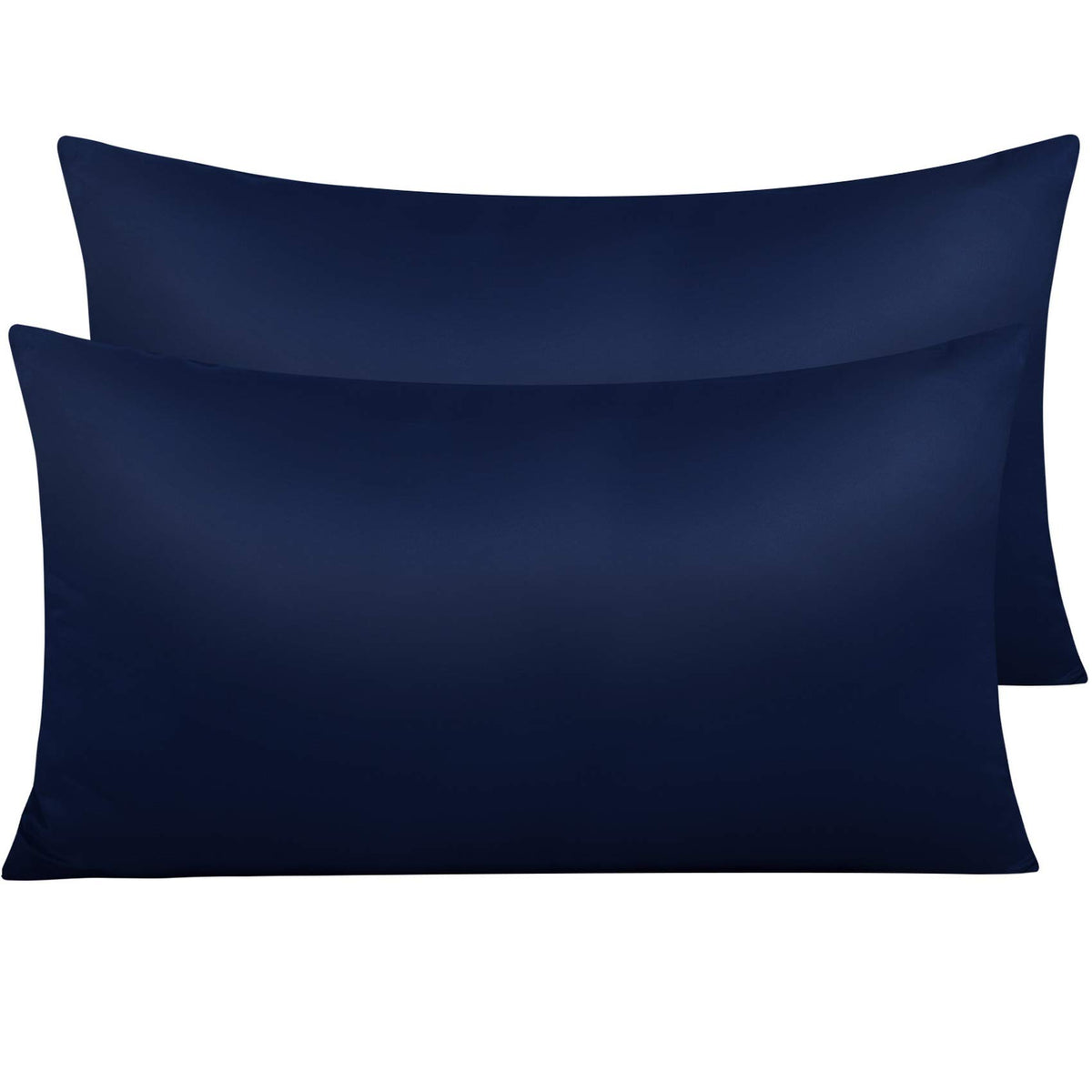 NTBAY Standard Satin Pillowcases, Set of 2, Zipper, Black