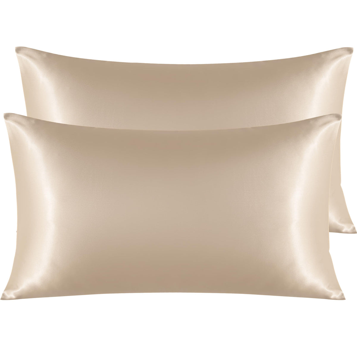 NTBAY Standard Satin Pillowcases, Set of 2, Black
