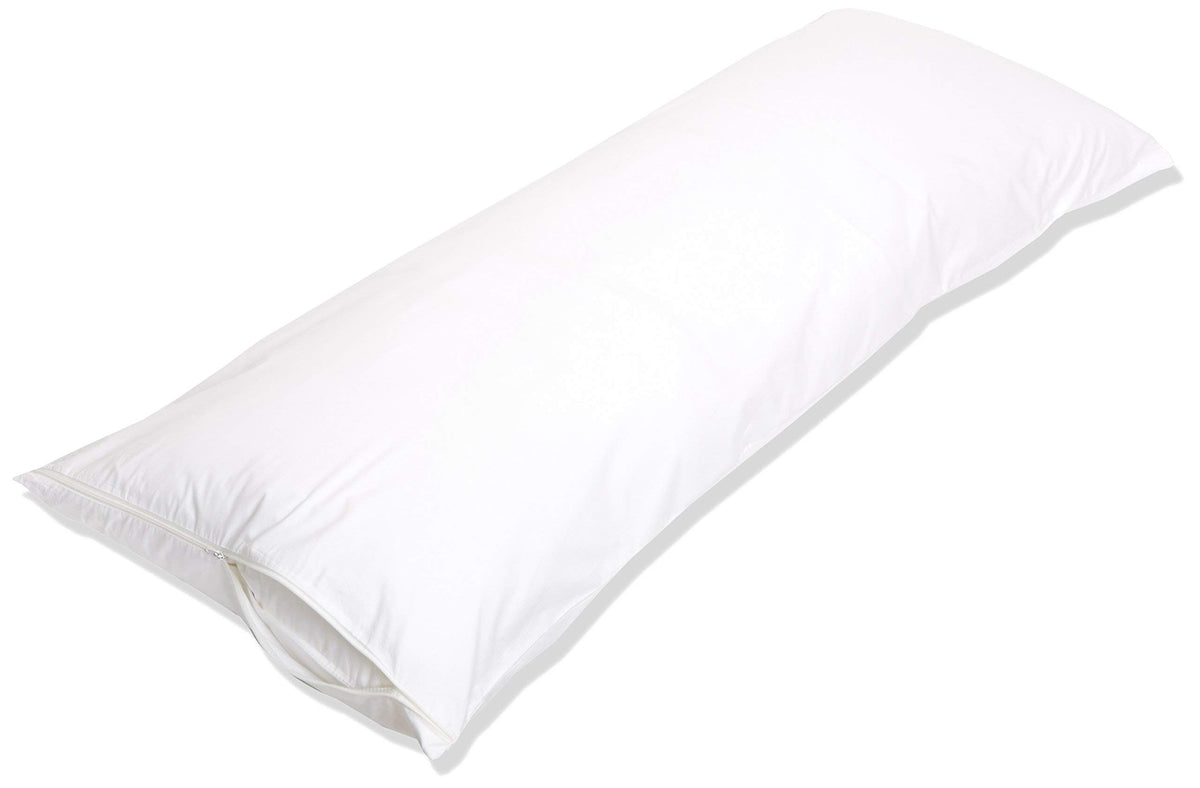 Amazon Basics King Pillow Protector with Zipper, Breathable 100% Cotton Hypoallergenic, Tight Weave, Machine Washable, White, 37 x 21 Inches, Pillows Not Included