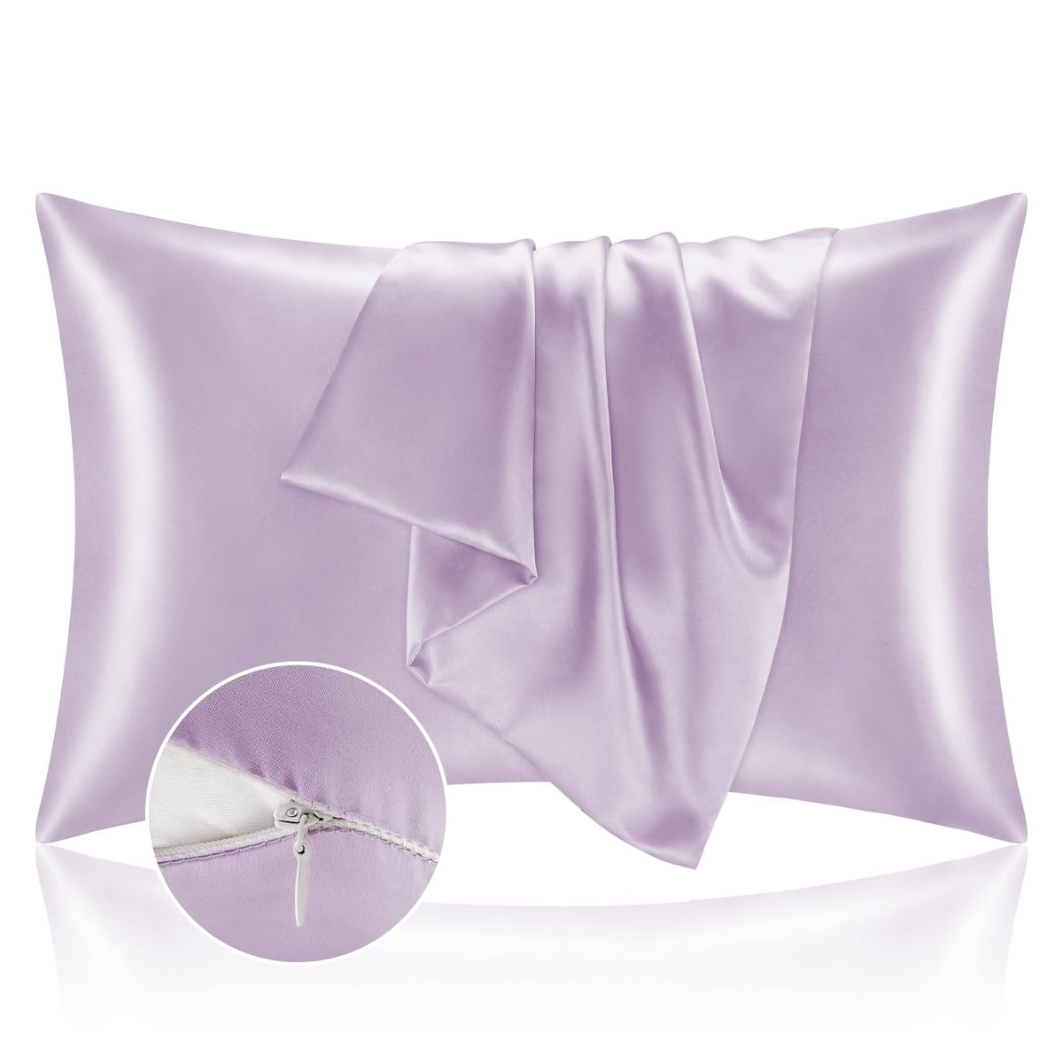 BEDELITE Zipper Satin Pillowcases, Standard Size 20"x26", Black, Set of 2