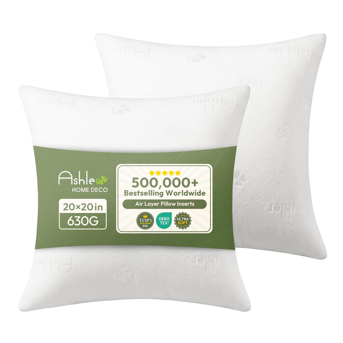 Ashler 12x20 Throw Pillows Insert Pack of 2, Lumbar Pillow