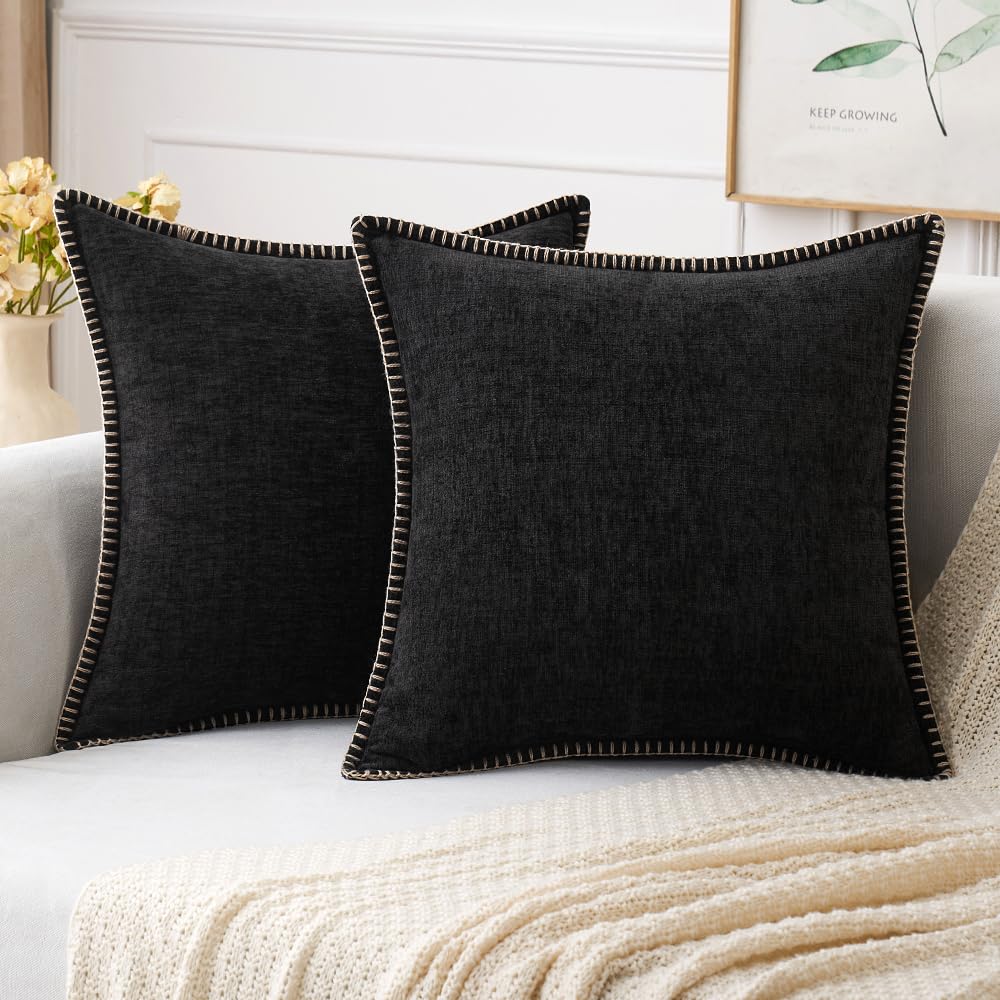 MIULEE Decorative Couch Throw Pillow Covers 18x18 Inch Navy 2 Pack
