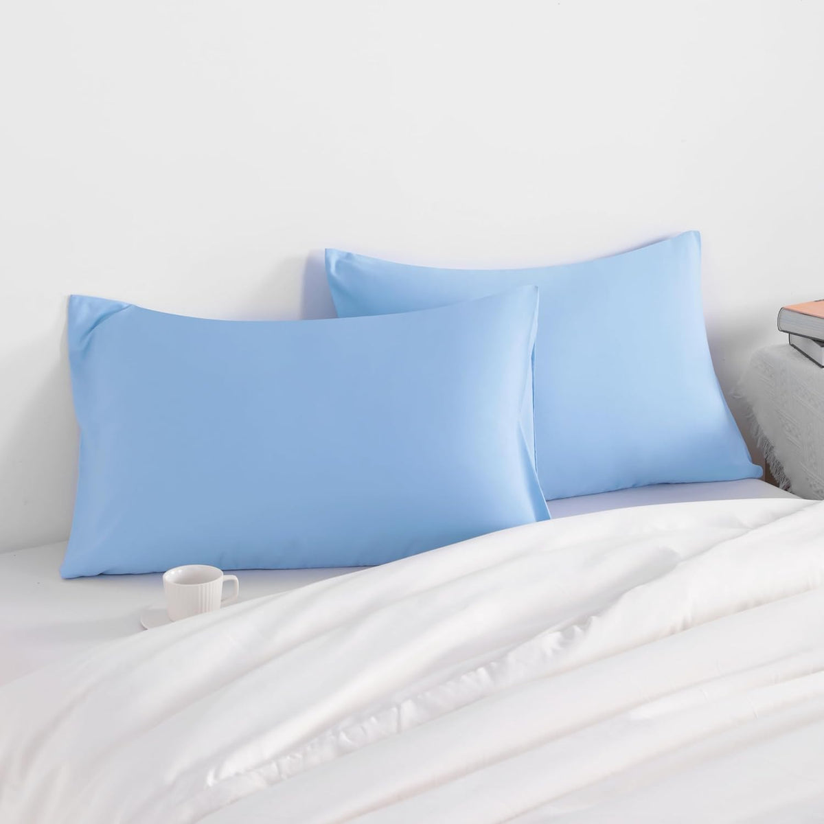 NTBAY Standard Microfiber Pillowcases, Set of 2, Sky Blue
