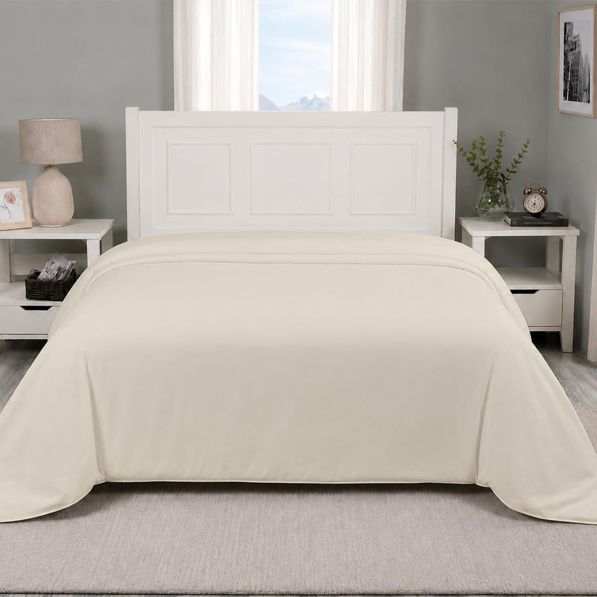 Carressa Linen King Duvet Cover - 100% Egyptian Cotton 600 Series King Size Cotton Duvet Cover (3 PC, White), Soft Cooling, Sateen Weave Comforter Protector, Hidden Zipper Closure & 7 Corner Ties