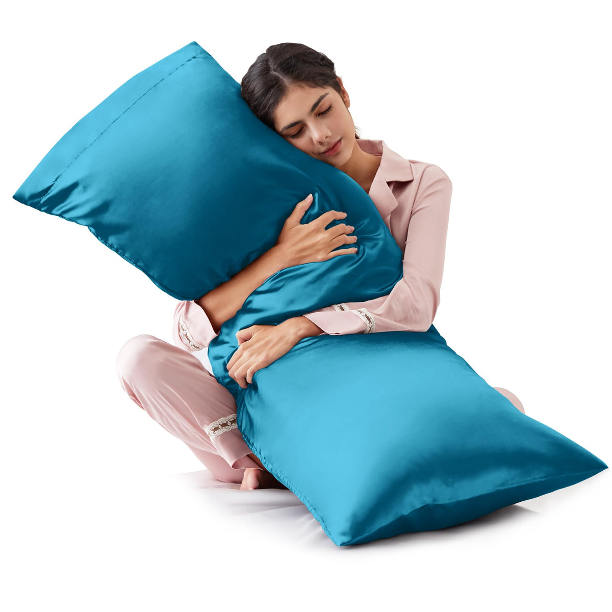 Love's cabin Satin Pillowcase Set of 2 Queen Size 20x30, Cooling Pillow Covers for Hair and Skin, Silky Smooth with Envelope Closure, Similar to Silk, Black