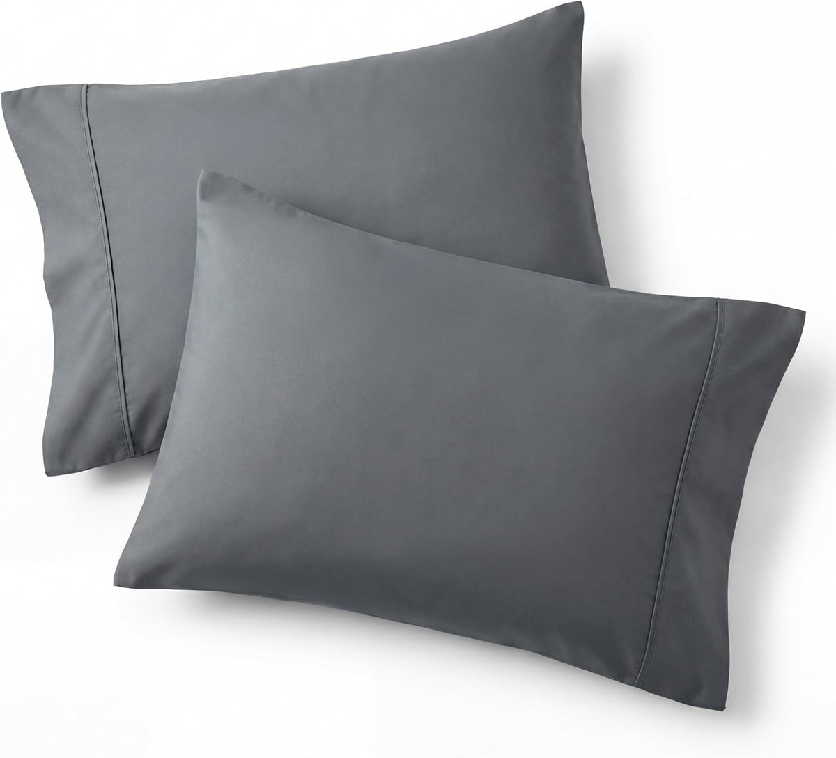 Bedsure Pillow Cases Queen Set of 2 - Dark Grey Double Brushed Microfiber Pillowcases 2 Pack, Super Soft Cooling Pillow Sham Covers with Envelope Closure, Wrinkle, Fade Resistant, 20”x30“