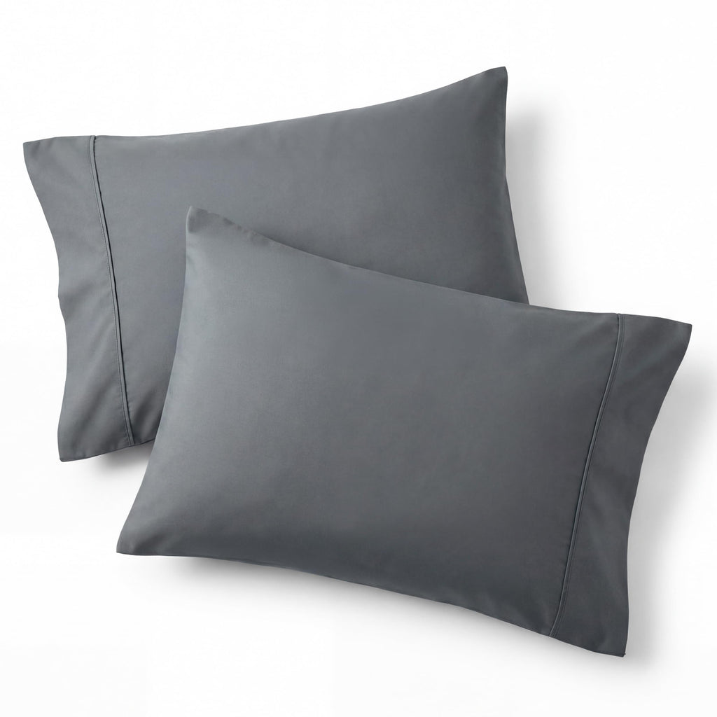 Bedsure Pillow Cases Queen Set of 2 - Dark Grey Double Brushed Microfiber Pillowcases 2 Pack, Super Soft Cooling Pillow Sham Covers with Envelope Closure, Wrinkle, Fade Resistant, 20”x30“