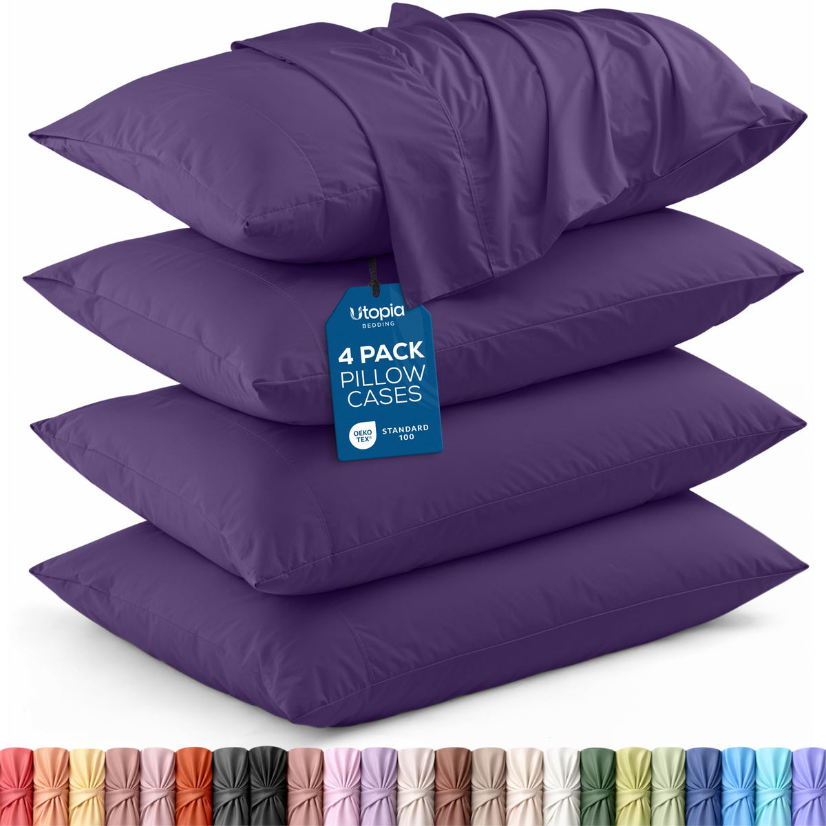 Pillow Covers Standard Size Set of 4, Soft and Comfy Pillow Cases, White