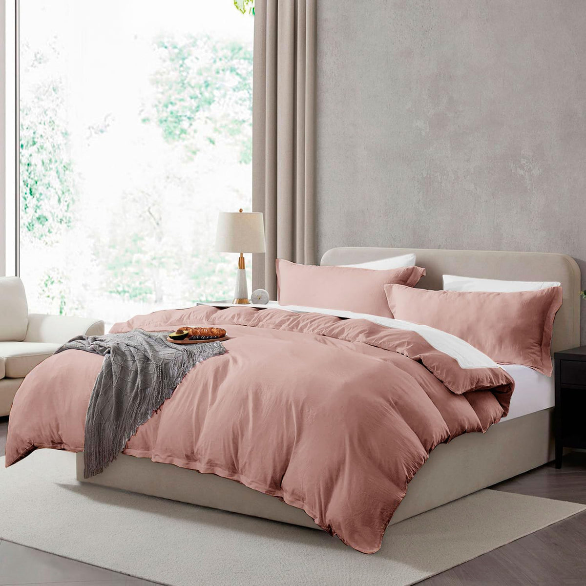 Hearth & Harbor Prewashed King Duvet Cover Set, Chocolate Brown