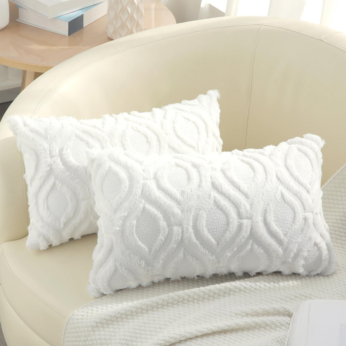 decorUhome Faux Fur Plush Soft Rust Throw Pillow Covers 18x18 Set of 2