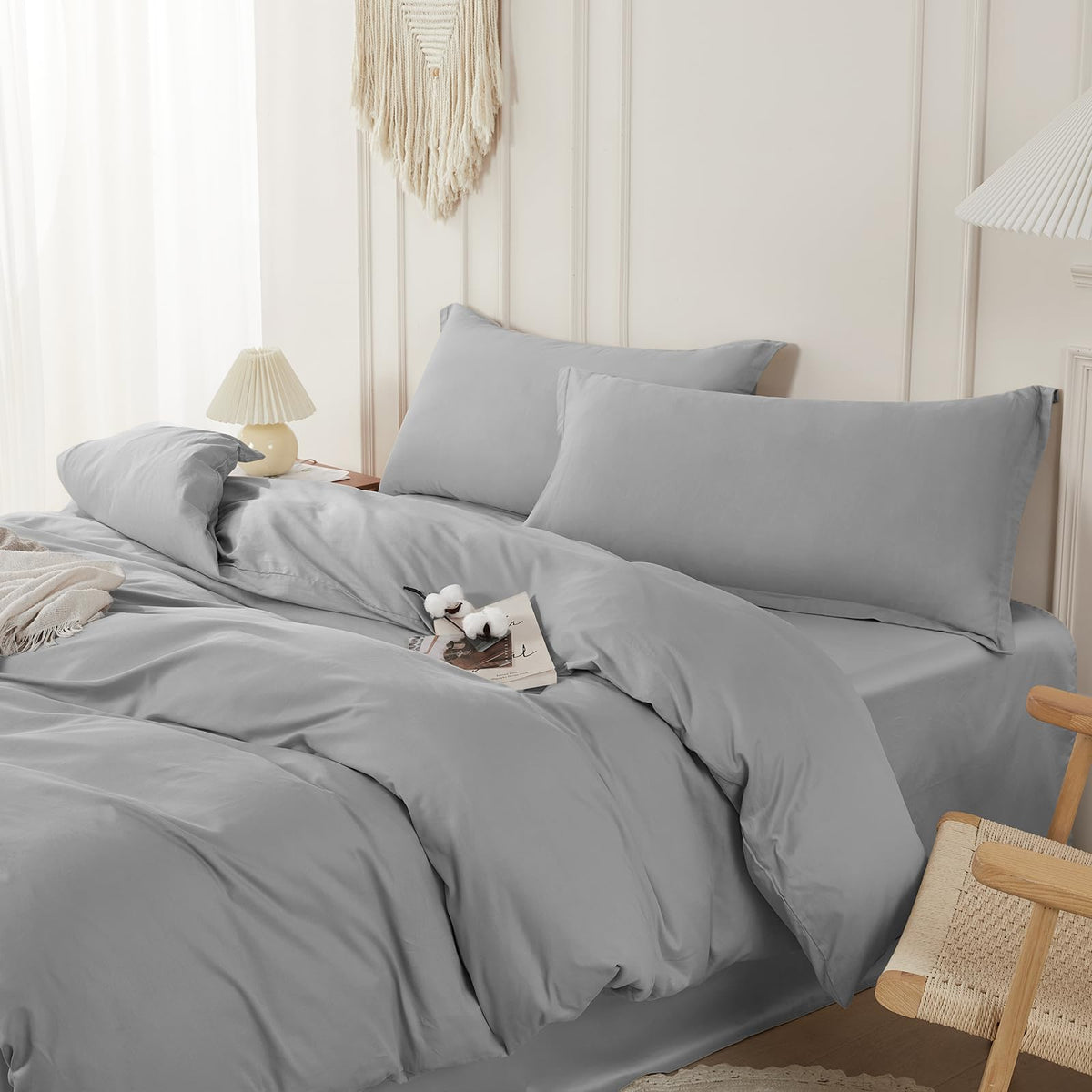 Duvet Cover Set King Size 100% Organic Cotton Pirate Black, SAPHREAS 3 Pcs Soft Bedding Comforter Cover with Zipper Closure & Corner Ties, Comforter Not Included