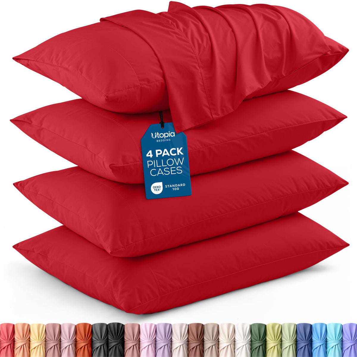 Pillow Covers Queen Size Set of 4, Soft and Comfy Pillow Cases, Grey