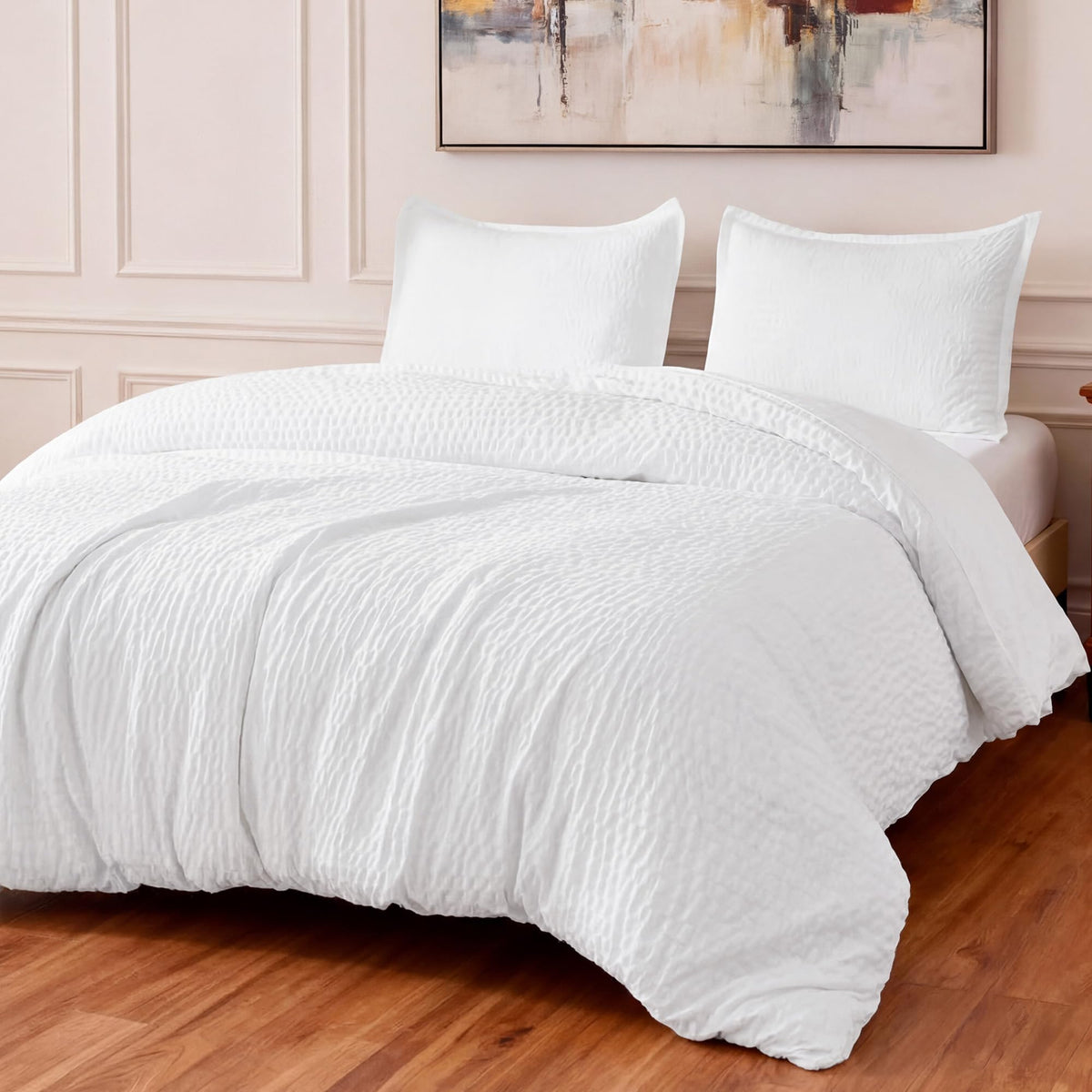Amazon Basics Duvet Cover Set with Jacquard Geometric Pattern, 3-Piece with 1 Duvet Cover and 2 Pillow Shams, Comforter Not Included, Queen, Dark Gray