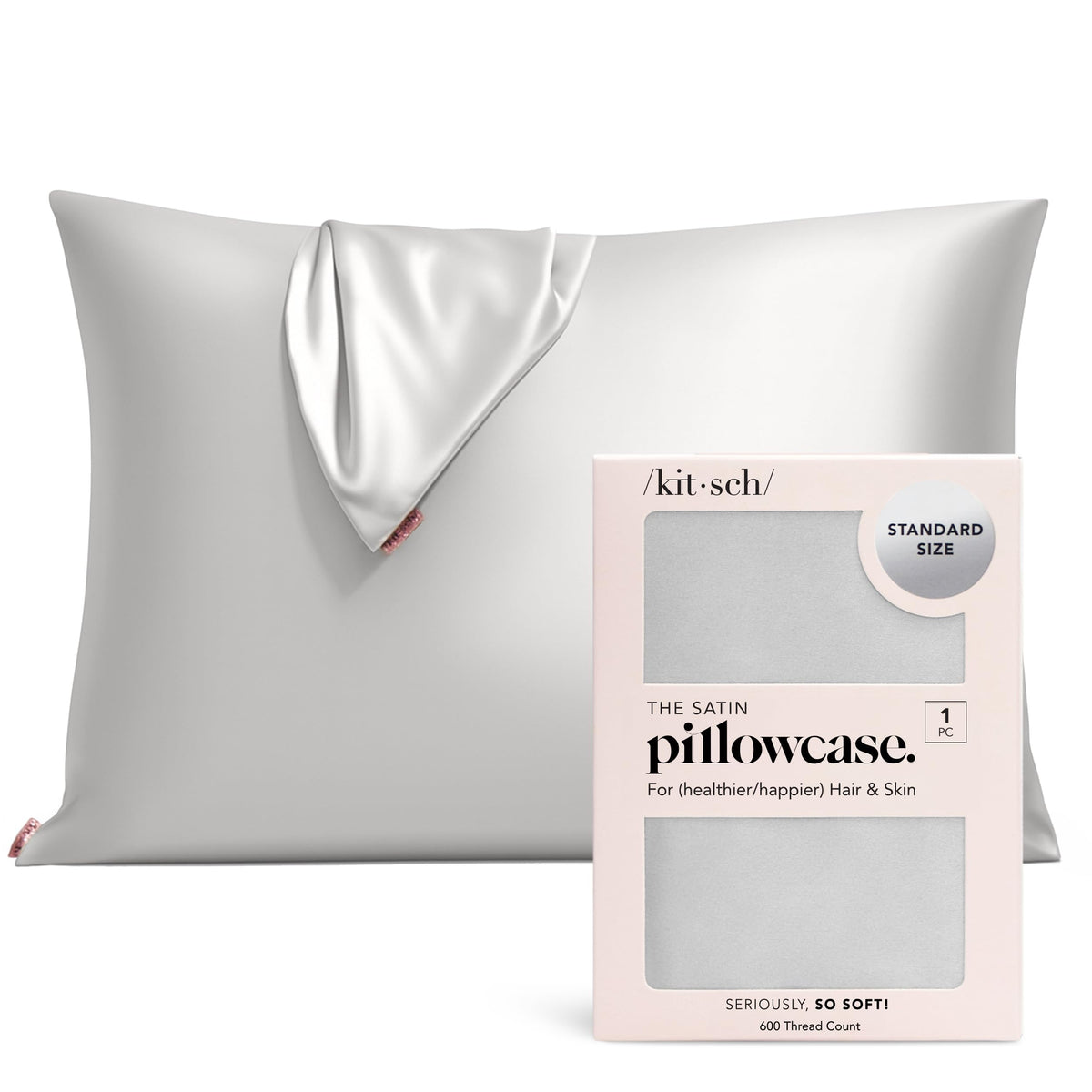 Kitsch Satin Pillowcase with Zipper - Standard Size, Ivory