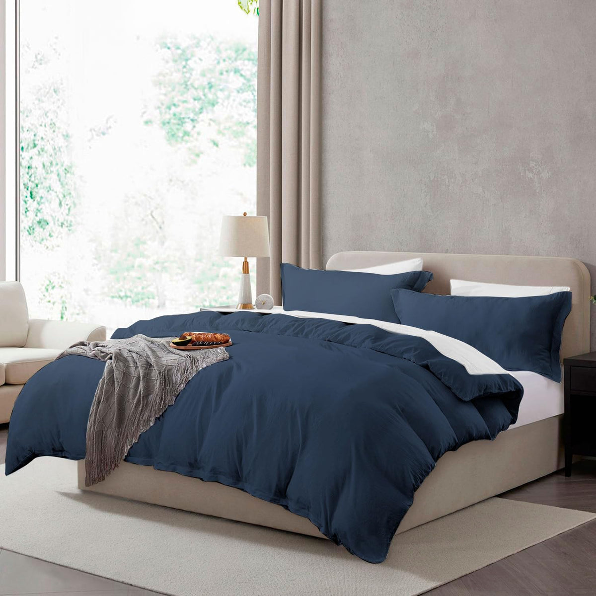 Hearth & Harbor Prewashed King Duvet Cover Set, Chocolate Brown