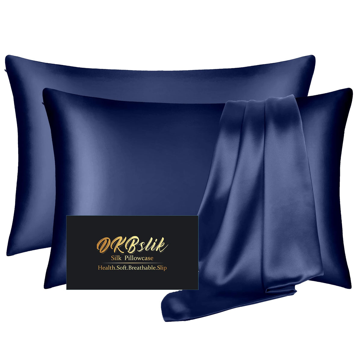 Silk Pillowcase for Hair and Skin, Mulberry Silk Pillow Cases Standard Size, Anti Acne Cooling Sleep Both Sides Natural Silk Satin Pillow Covers with Hidden Zipper, Gifts for Women Men, Ash Blue