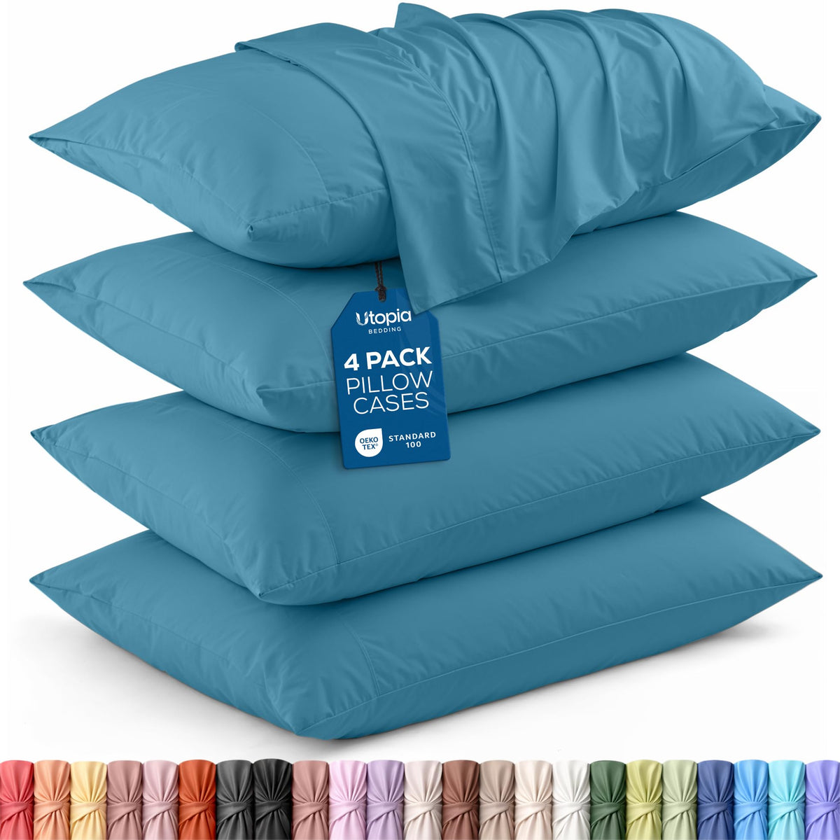 Pillow Covers Queen Size Set of 4, Soft and Comfy Pillow Cases, Grey