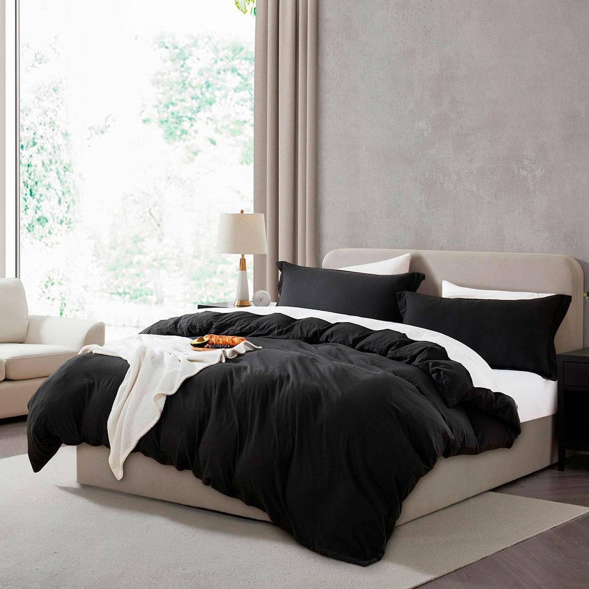 Hearth & Harbor Prewashed King Duvet Cover Set, Chocolate Brown