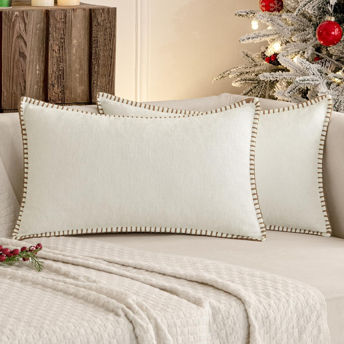 MIULEE Decorative Couch Throw Pillow Covers 18x18 Inch Navy 2 Pack