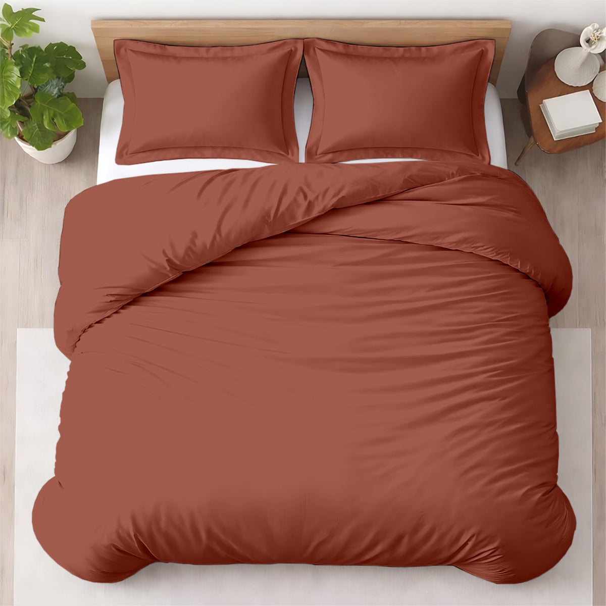 Kotton Culture 3 Pc Duvet Cover King Size Set-100% Egyptian Cotton 600 Thread Count Ultra Soft Premium Durable Comforter Cover Zipper Closure & Corner Ties - (Plum, 104" X 94")