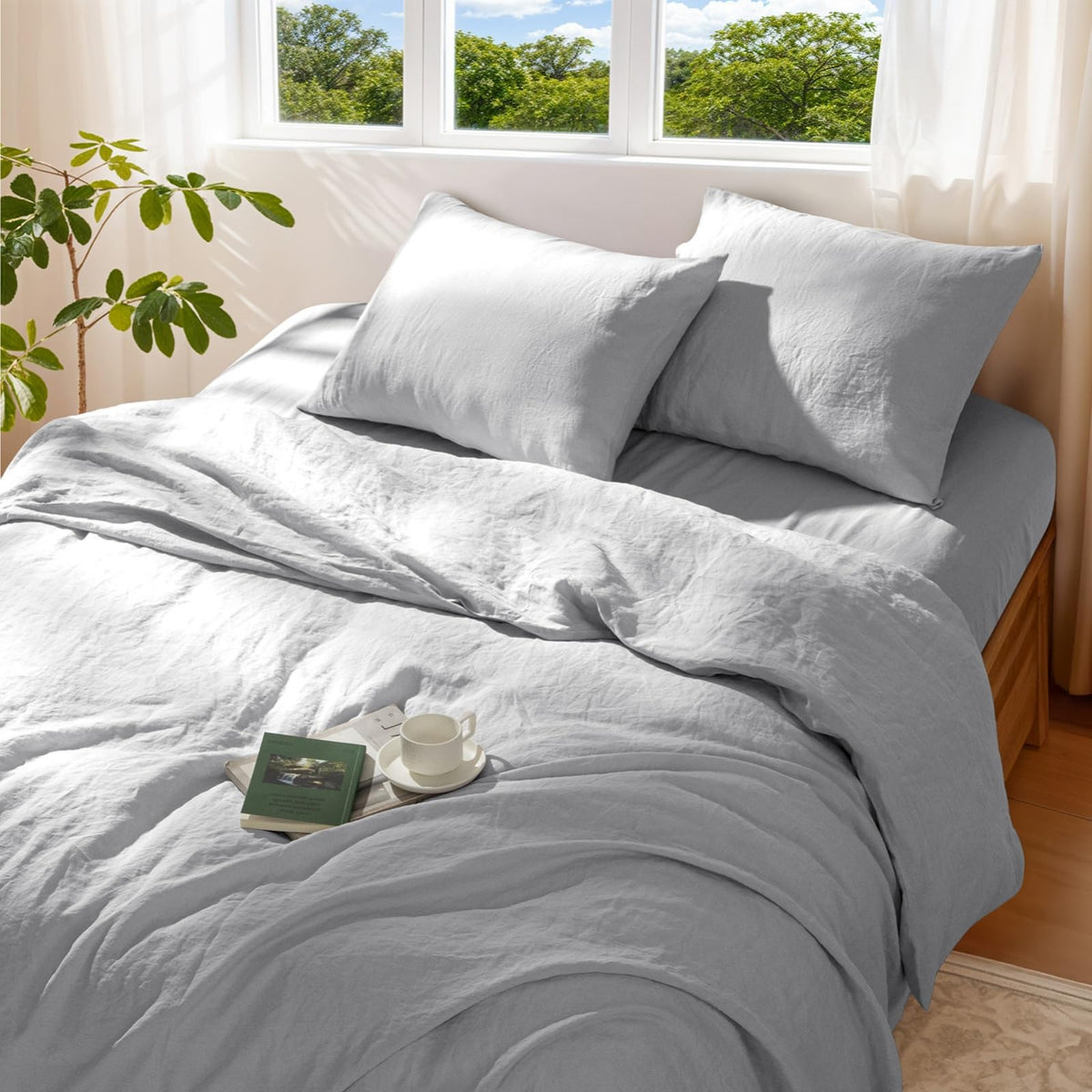 100% Pure Linen Duvet Cover Set 3 Pcs Soft Comforter Cover Sets King Size