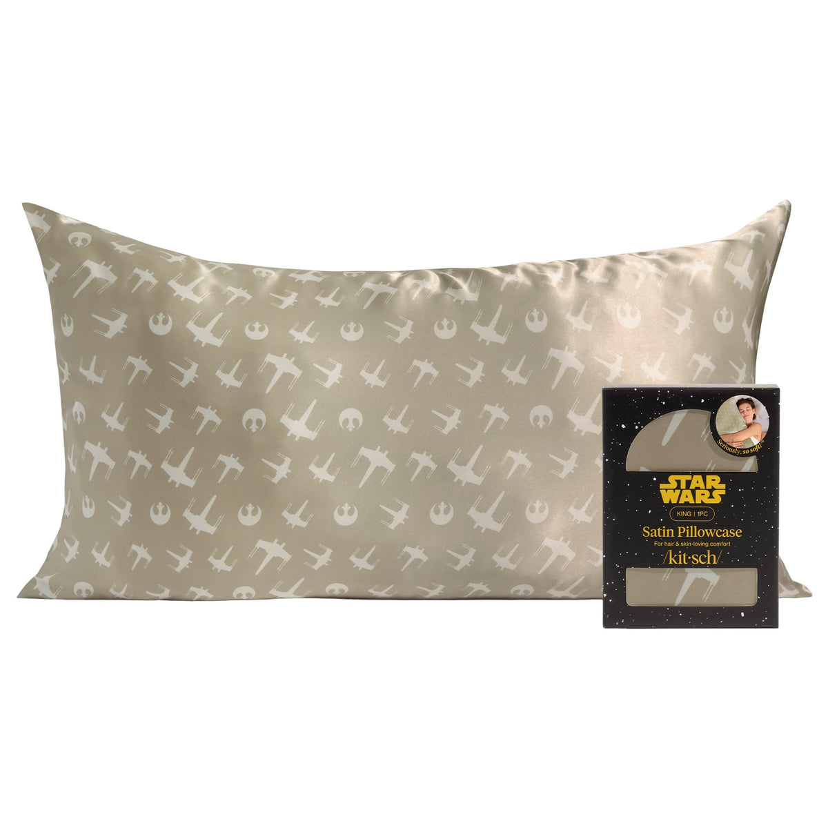 Bridgerton x Kitsch Satin Pillowcase W/Zipper - Size 19x26, Wisteria