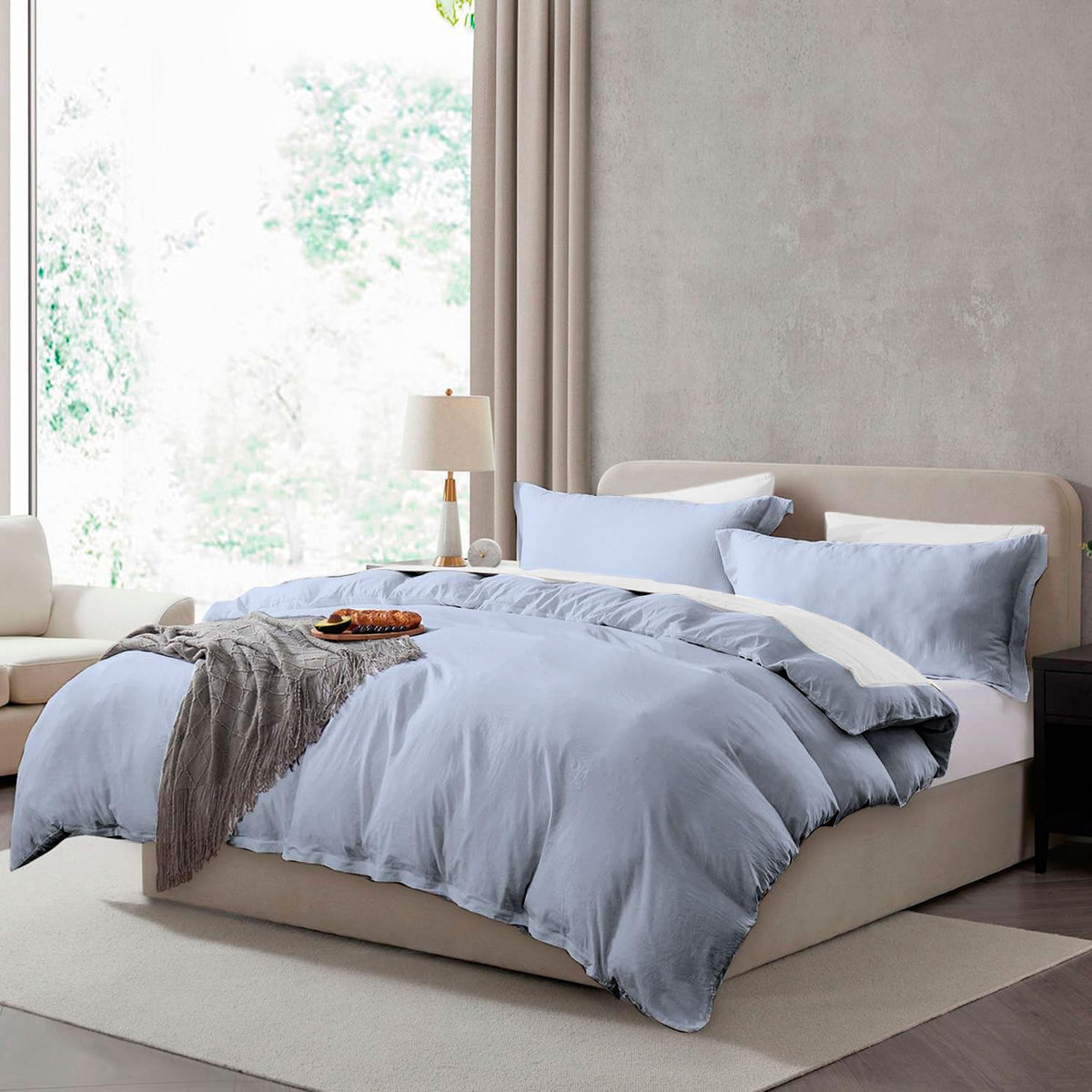 Hearth & Harbor Prewashed King Duvet Cover Set, Chocolate Brown