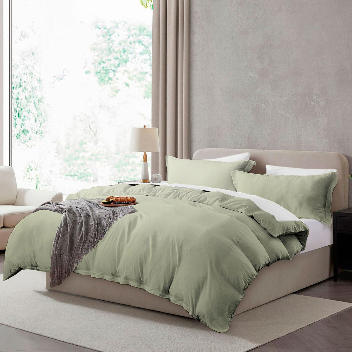 Hearth & Harbor Prewashed King Duvet Cover Set, Chocolate Brown