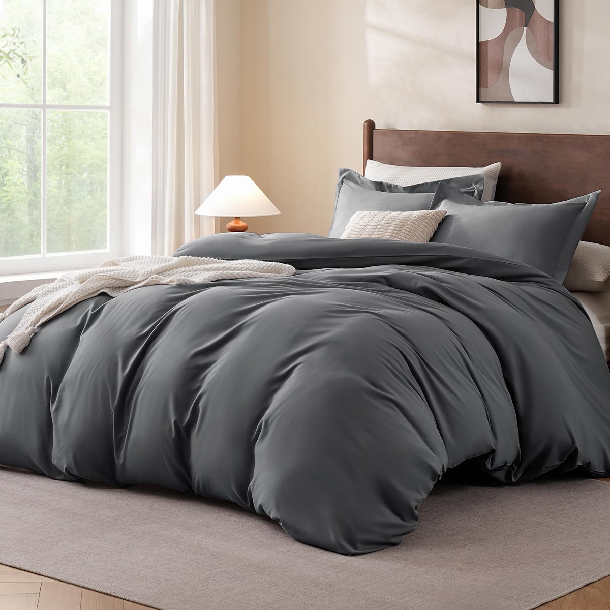 FreshCulture Duvet Cover King Size - 3 Pieces Microfiber Duvet Cover Set with Zipper Closure - Lightweight & Easy Care - 1 Comforter Cover & 2 Pillow Shams - Comforter Not Included (Baby Blue)