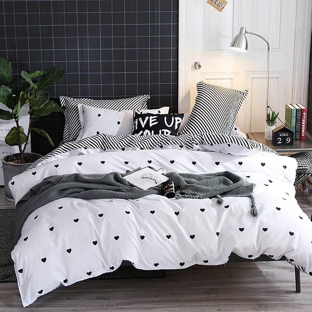 Nayoroom Gingham Duvet Cover Set Queen Pink White Plaid Checkered Bedding