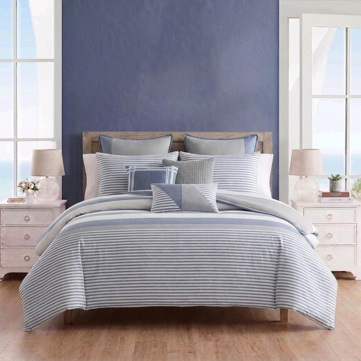 Nautica - Queen Duvet Cover Set with Shams, Reversible Bedding