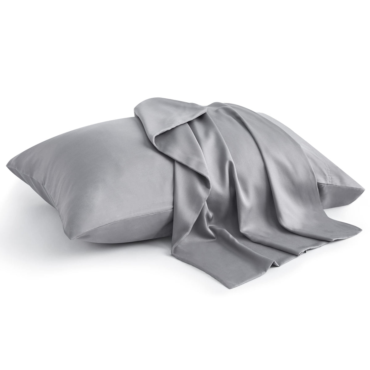 BEDELITE Cooling Pillow Cases Queen Size Set of 2, Rayon from Bamboo, Grey