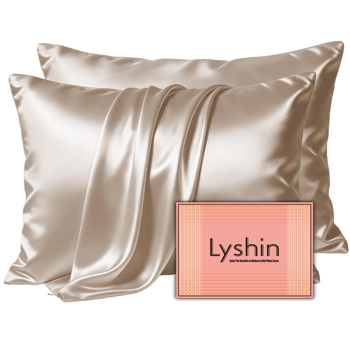 LYSHIN White Silk Pillow Cases Standard Size with Hidden Zipper