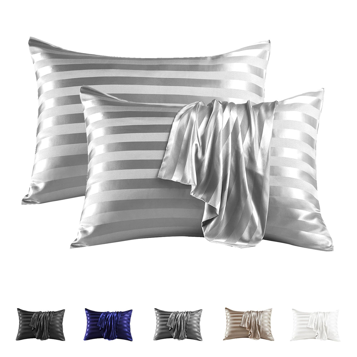 MR&HM Satin Pillowcase 2 Pack, Queen Size 20"x30", Black