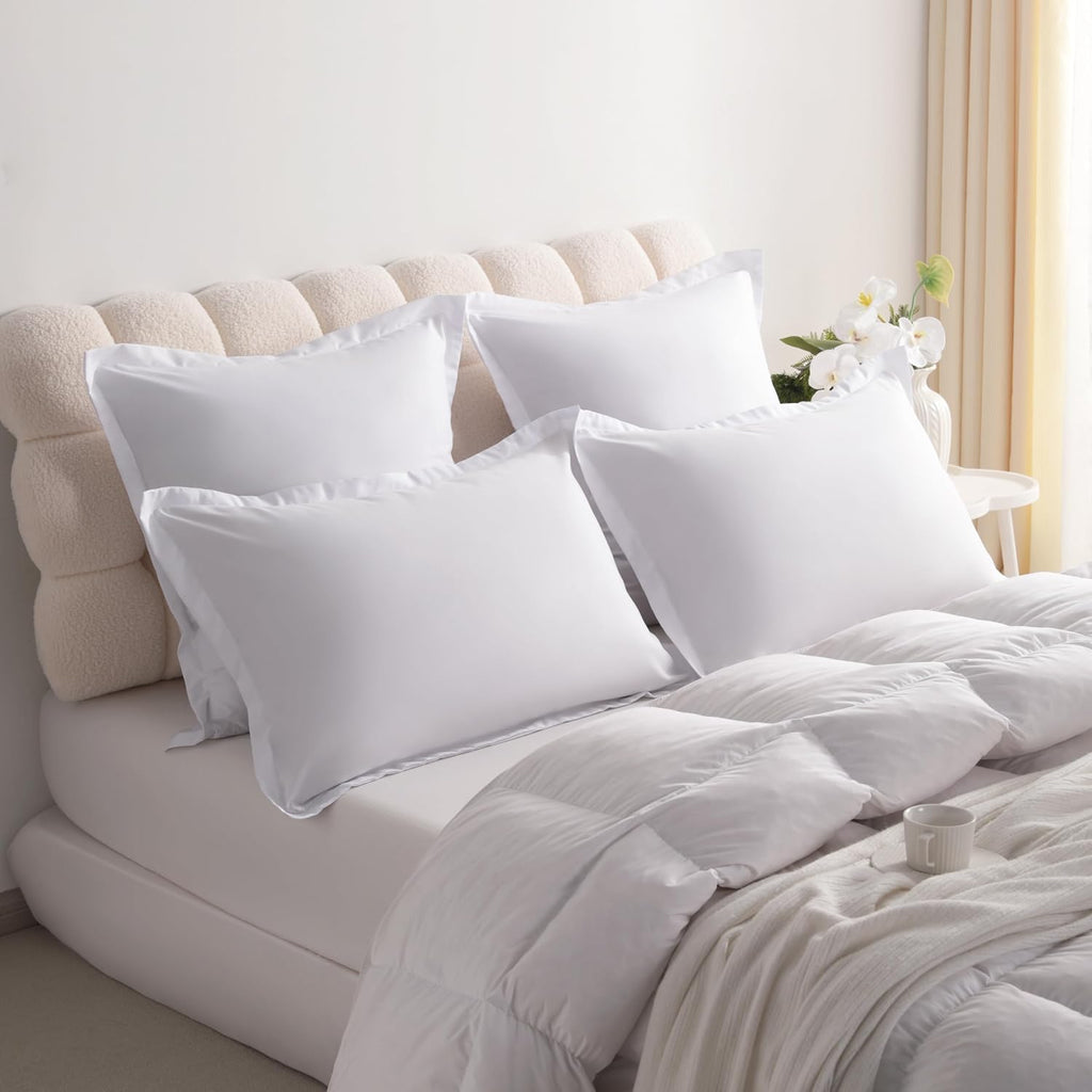 NTBAY Standard Pillow Shams, Set of 2, Microfiber, White