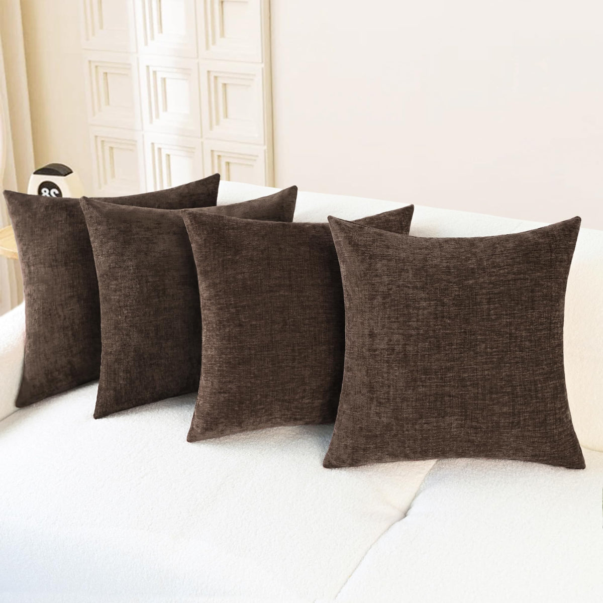 CaliTime Decorative Couch Throw Pillow Covers 18 X 18 Inches Navy Blue