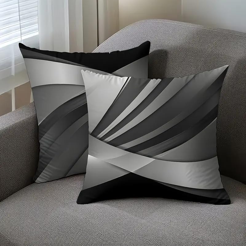 Decorative Throw Pillow Covers, Modern Abstract Brown Geometric Pattern, Set of 2，18x18 Pillows Linen Pillowcase，Modern Decorative Square Pillowcases for Sofa Couch Bedroom Living Room Car