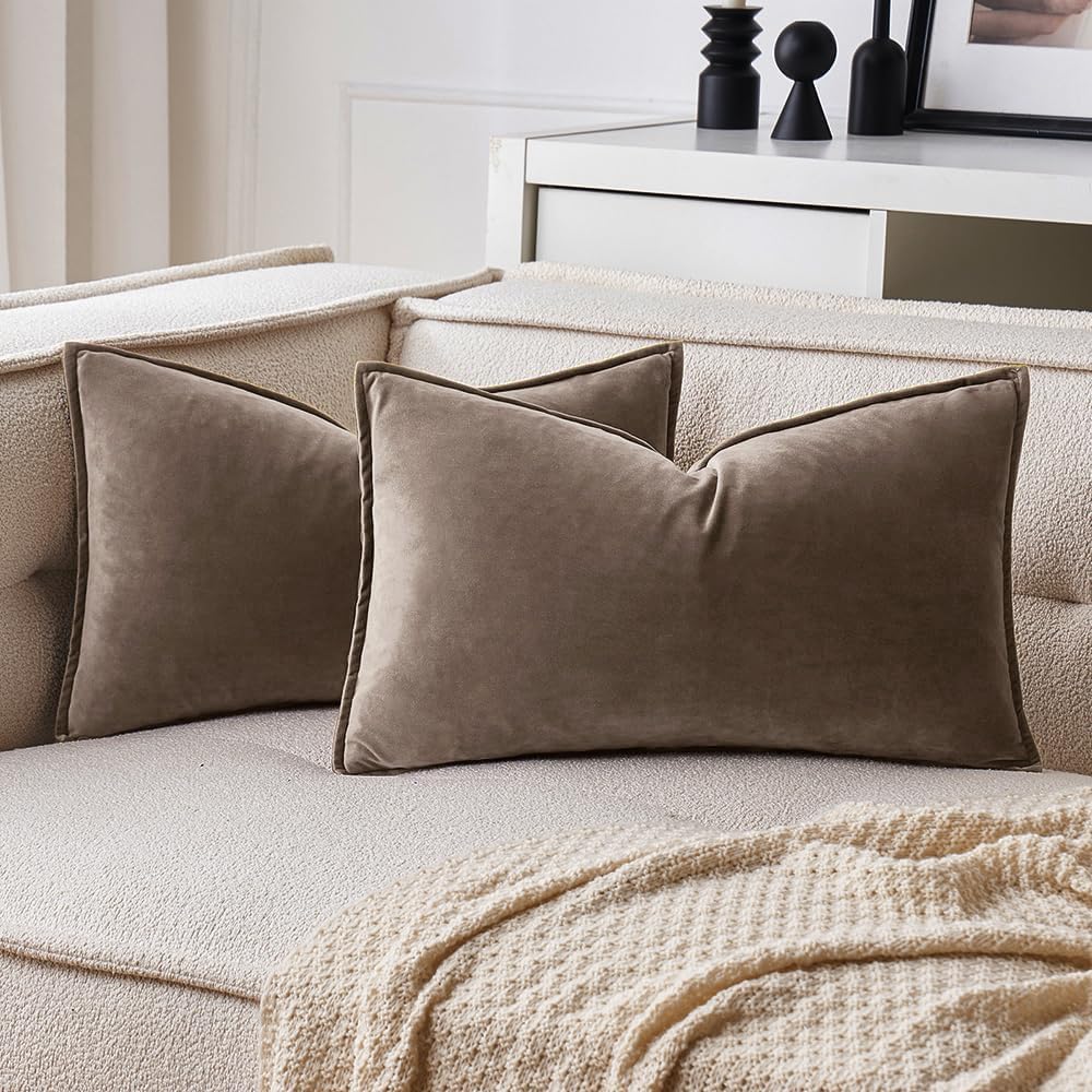 MIULEE Decorative Dark Brown Velvet Throw Pillow Covers for Couch 18x18 in