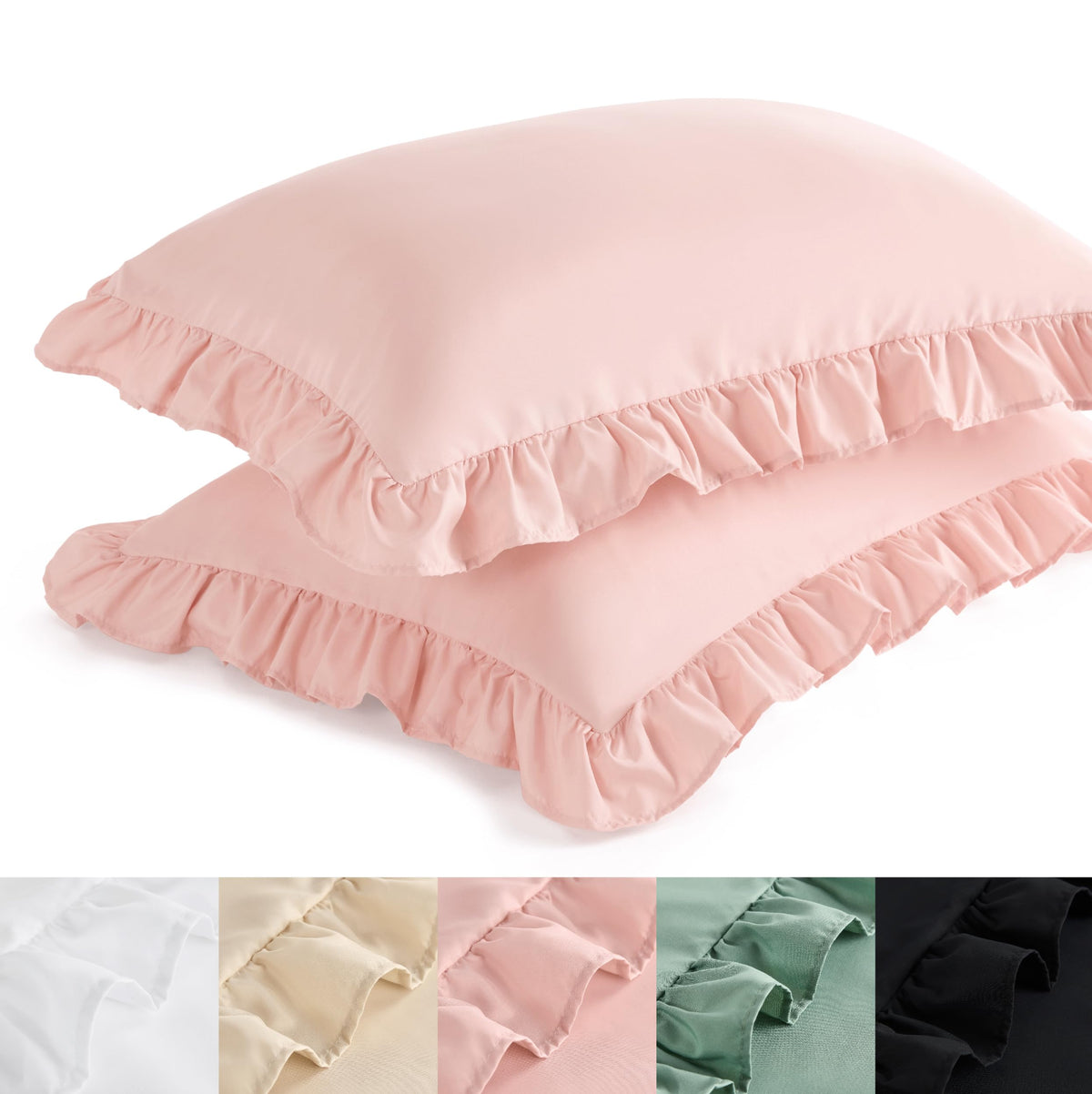Bedsure Ruffle Pillow Cases Standard Size Set of 2, White Pillow Shams