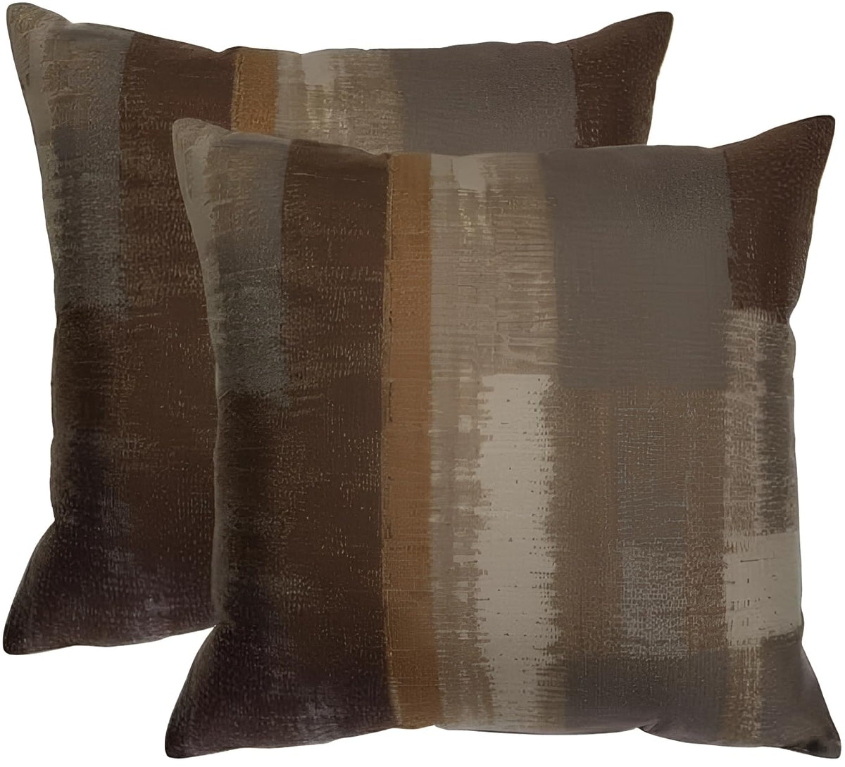 Decorative Throw Pillow Covers, Modern Abstract Brown Geometric Pattern, Set of 2，18x18 Pillows Linen Pillowcase，Modern Decorative Square Pillowcases for Sofa Couch Bedroom Living Room Car