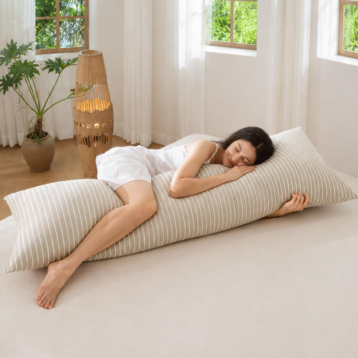 MOOMEE Pillowcase Set of 2 100% Washed Cotton Linen-Like Standard