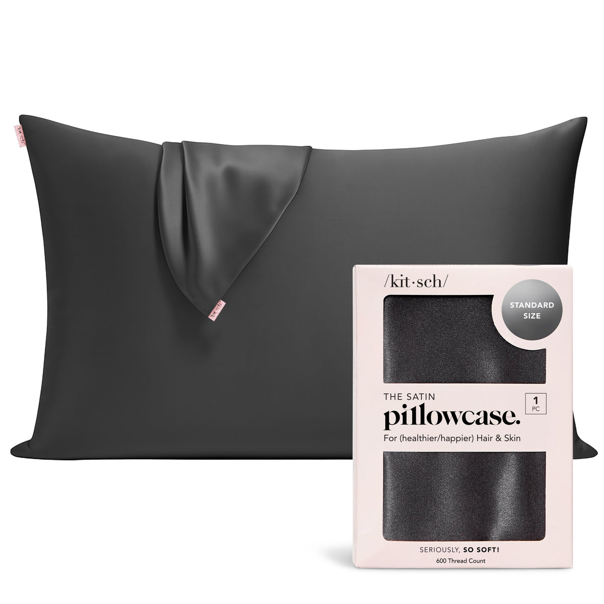Kitsch Satin Pillowcase with Zipper - Standard Size, Ivory