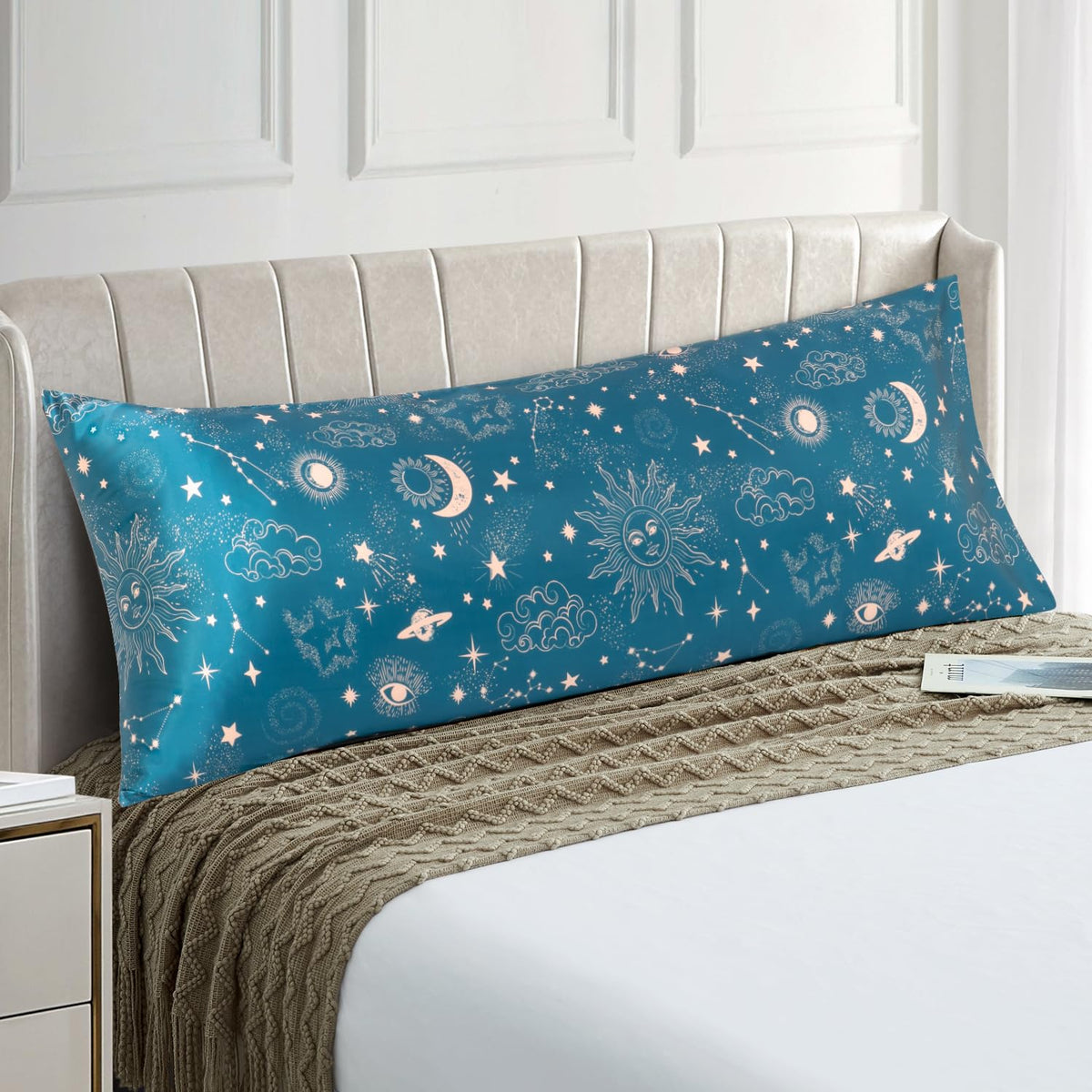 EXQ Home Satin Pillowcase for Hair and Skin Queen - Printed Black Sun