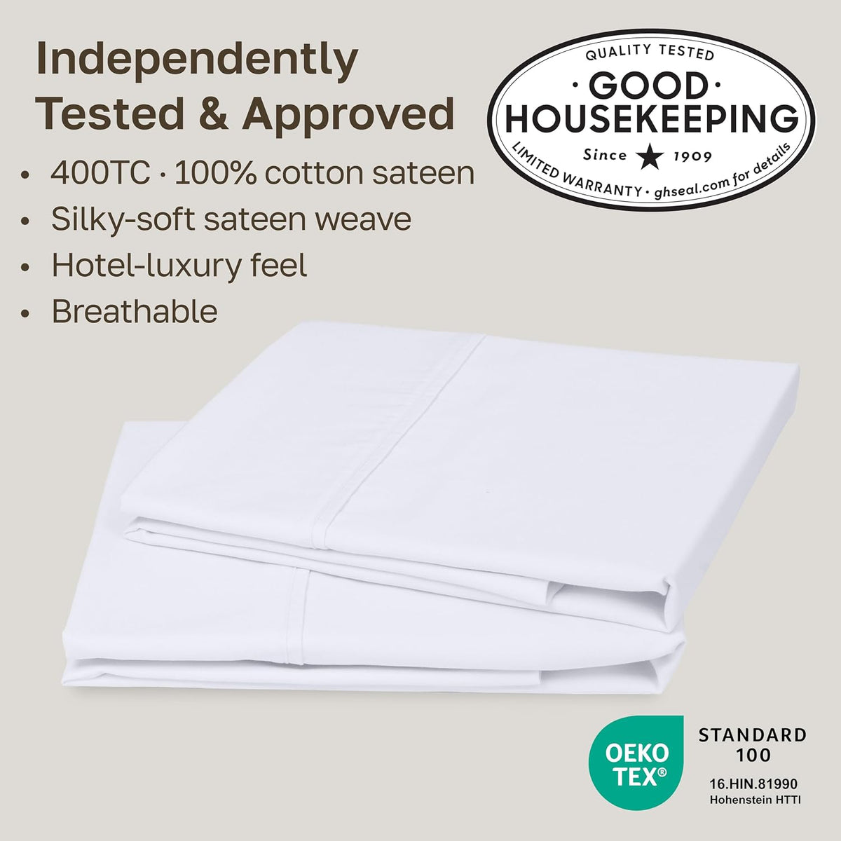 California Design Den 2-Pack Pillow Cases Standard Size, 100% Cotton Sateen